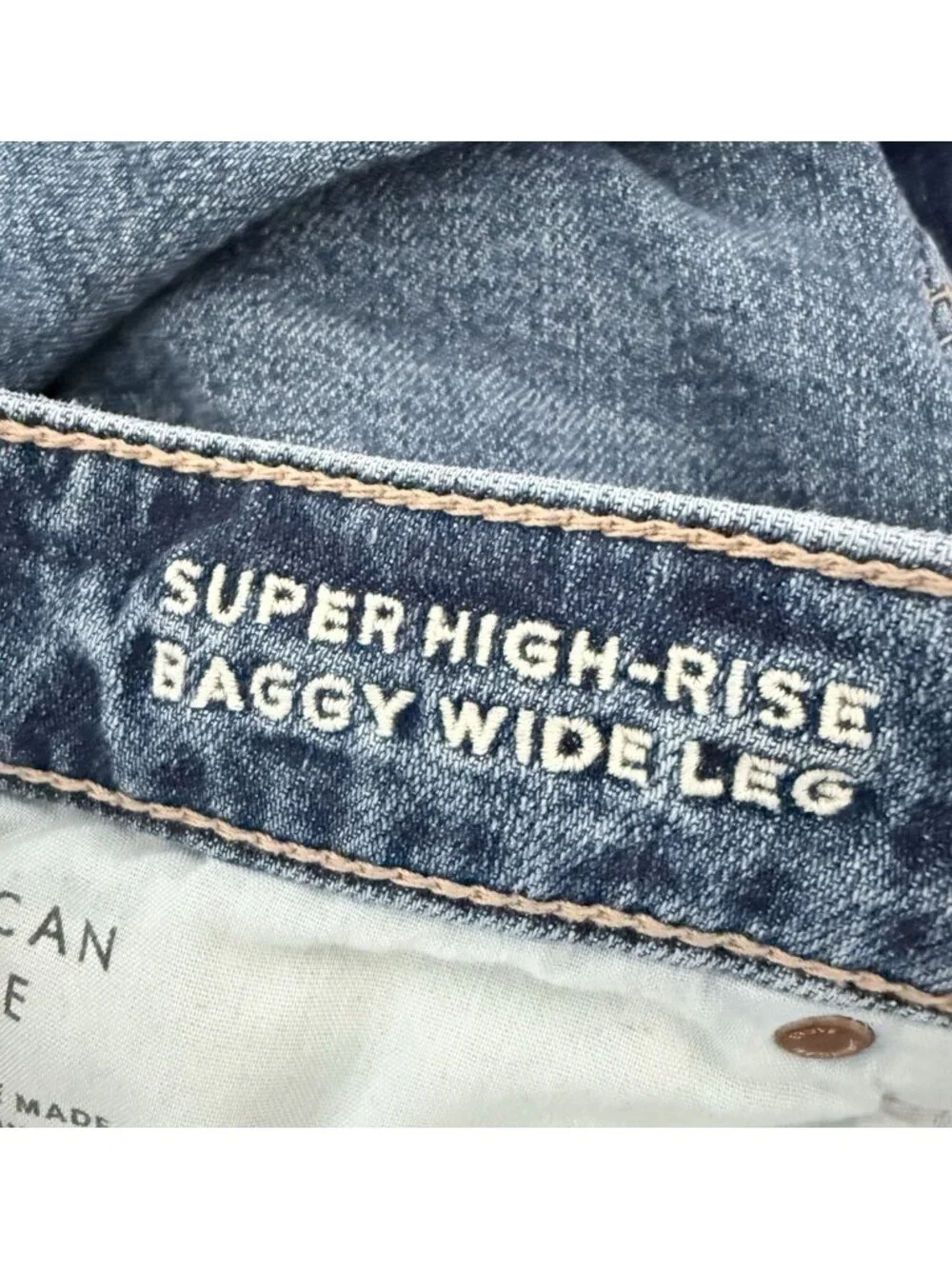 American Eagle Outfitters Super High-Rise Baggy Wide-Leg Jeans Blue 12 X-Short